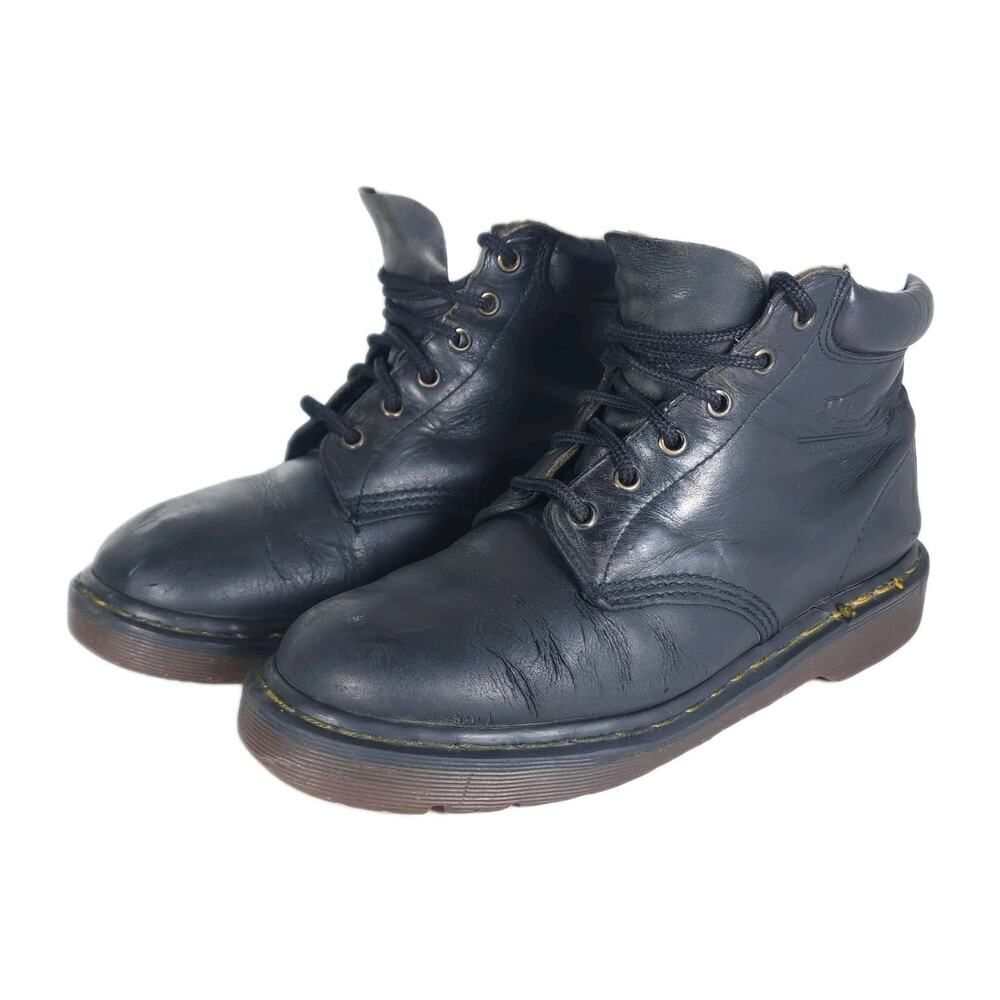 Dr. Martens Men's VTG Rare US M8/L9 Black Leather Lace-Up Ankle Combat Boots